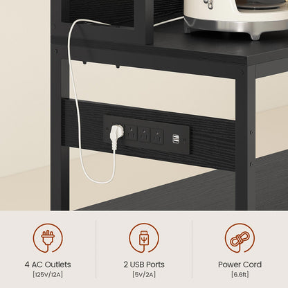 47.2 in Bakers Rack with Storage Shelves Black