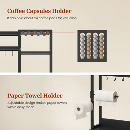 47.2 in Bakers Rack with Storage Shelves Black