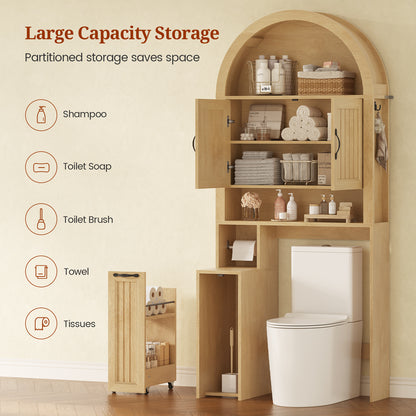 Arched Over The Toilet Storage Cabinet Small Pushcart Oak