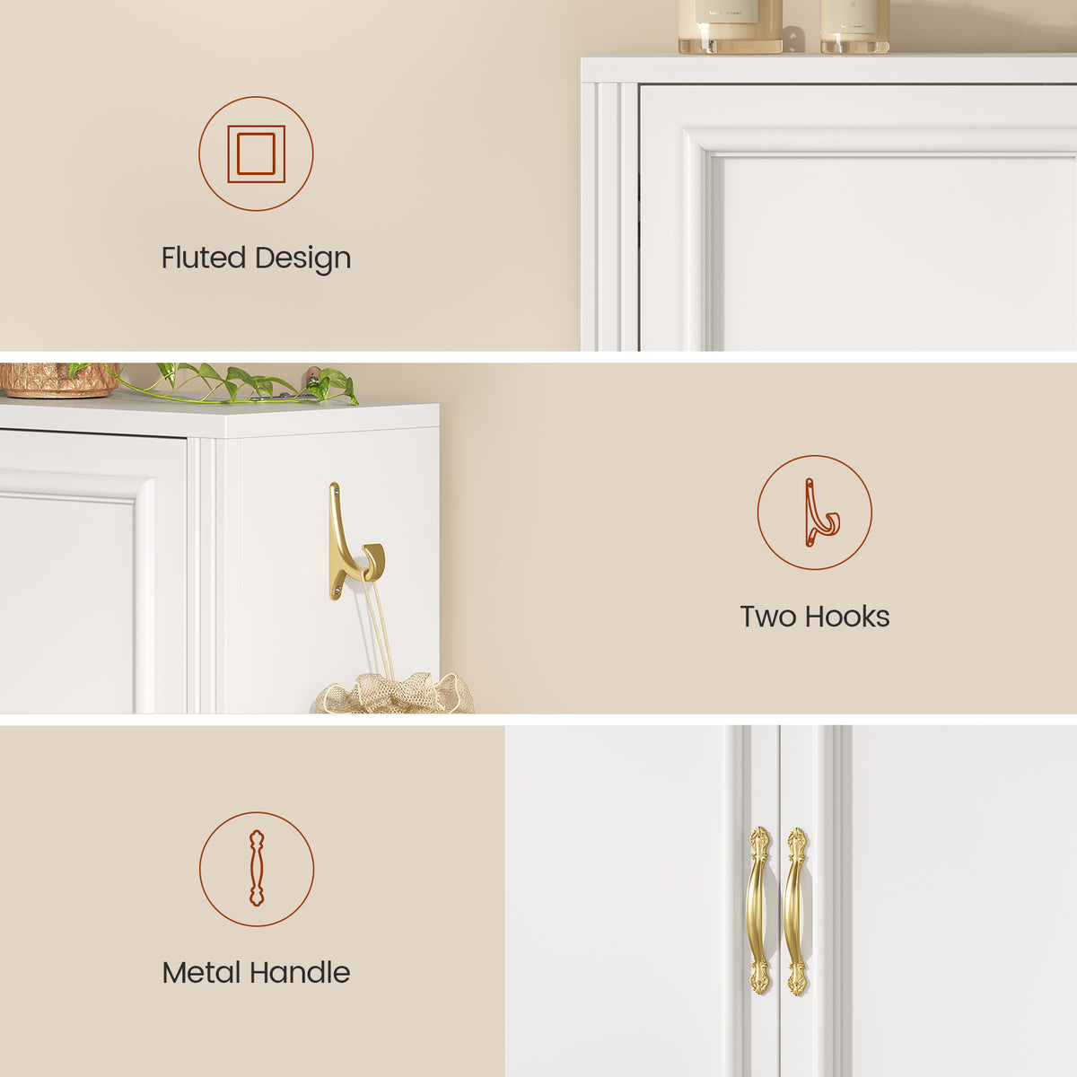 L Shaped Modular Over The Toilet Storage Cabinet Separable White
