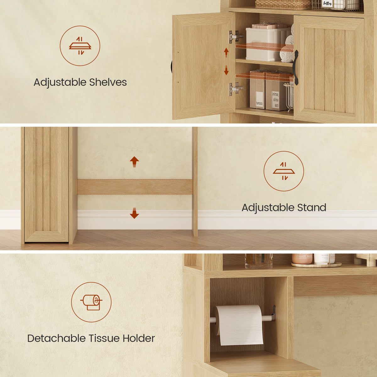 Arched Over The Toilet Storage Cabinet Small Pushcart Oak