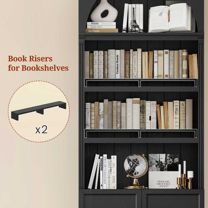 81.2"Tall Arched Cabinet 2 Book Risers and Adjustable Shelves Black