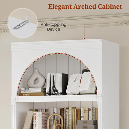 81.2"Tall Arched Storage Cabinet with Adjustable Shelves White