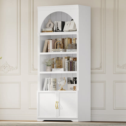 81.2"Tall Arched Storage Cabinet with Adjustable Shelves White