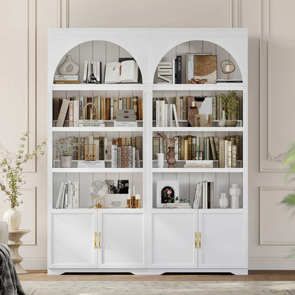 81.2"Tall Arched Storage Cabinet with Adjustable Shelves White