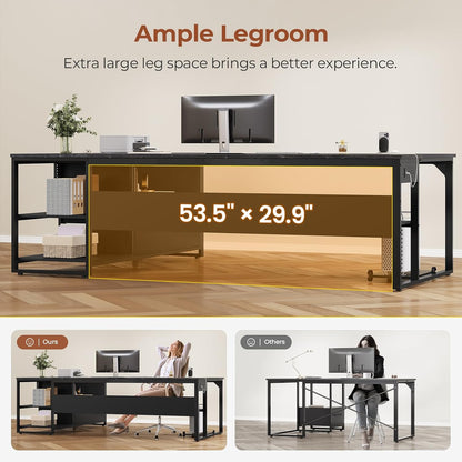71 in Reversible L Shaped Executive Desk Black