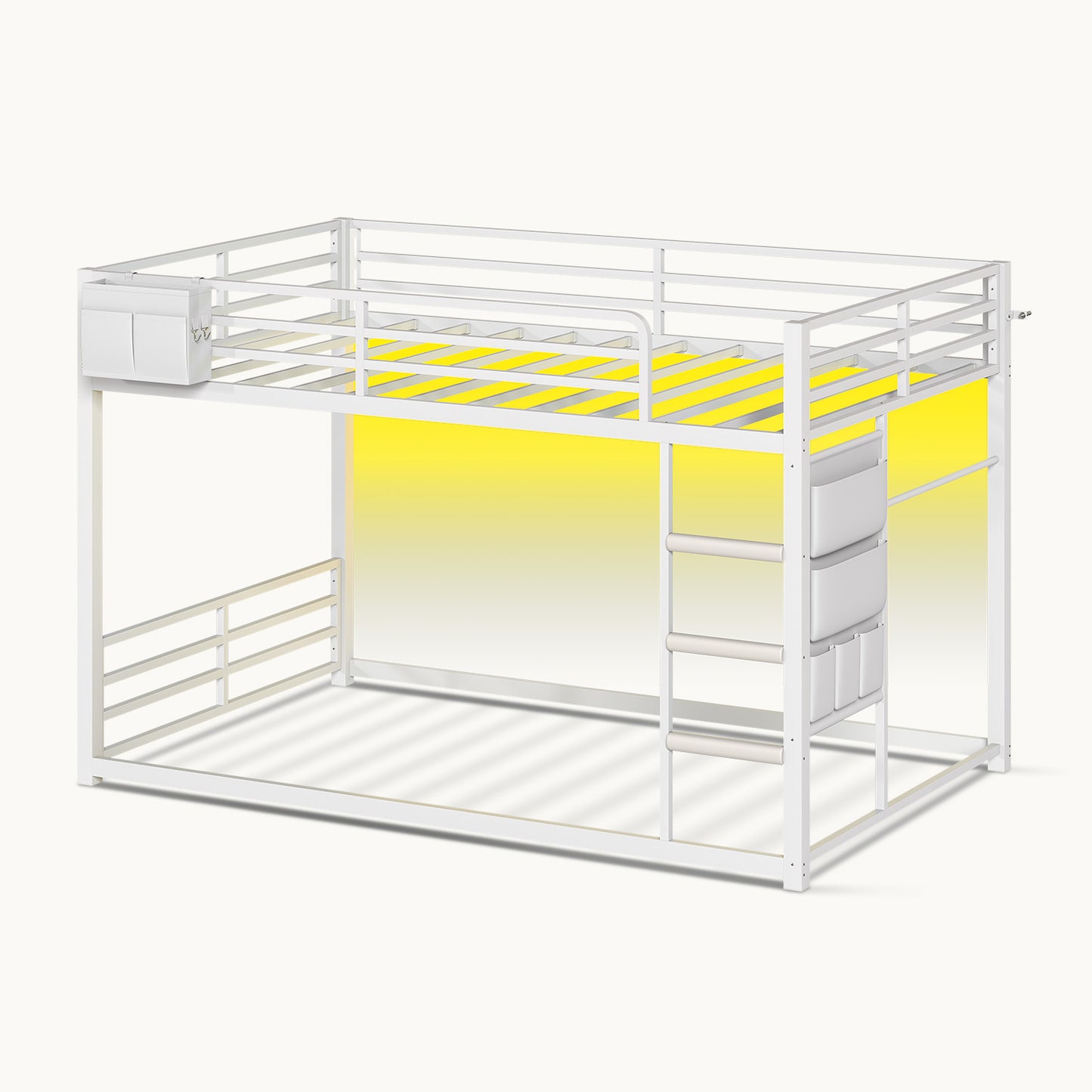 Bunk Bed Twin Over Twin Bed Frame with LED Lights White