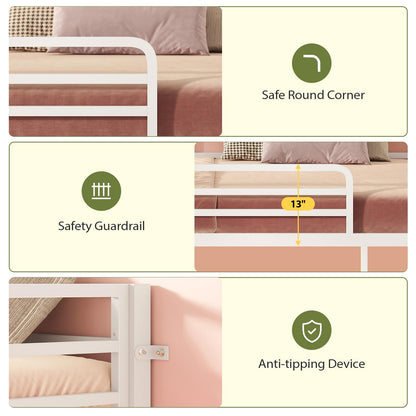 Bunk Bed Twin Over Twin Bed Frame with LED Lights White