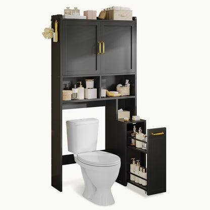 Over The Toilet Storage Cabinet with Pulley Black