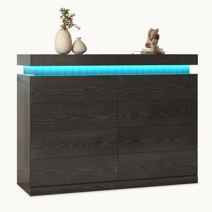 Tall 8 Dresser with Sliding Top Storage Space Black