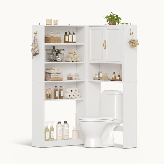 L Shaped Modular Over The Toilet Storage Cabinet Separable White