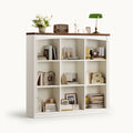 Wooden 9 Cube Storage Organizer Bookcase Long Shelf White
