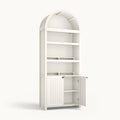 81" Arched Bookcase with Adjustable Shelves and Cabinet Antique White