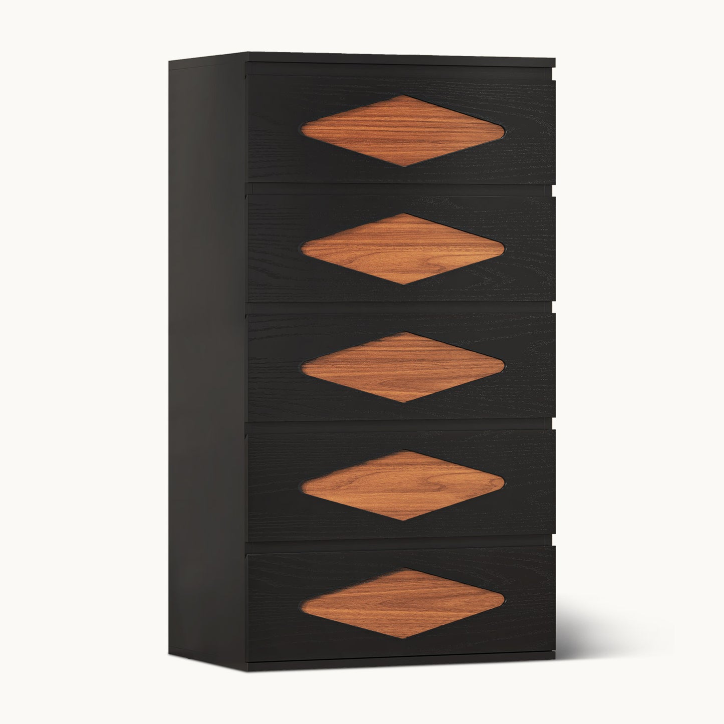 with 5 Chest of Wooden Drawers Closet Storage Dressers Organizer Black - Brown