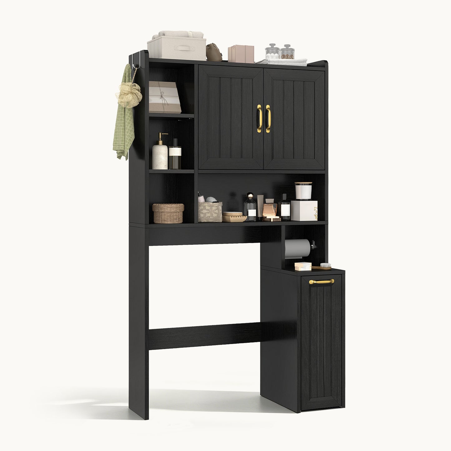 Over the Toilet Storage Cabinet with Adjustable Shelves Black