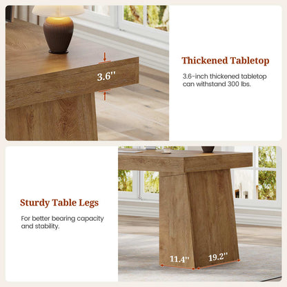 55.9" Executive Desk with Power Outlets & Storage Shelves Oak