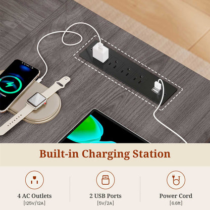 71" Executive Desk with Drawers & Lateral File Cabinet Grey