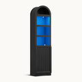 72" Tall Arched Narrow Bathroom Storage Cabinet with Lights Black
