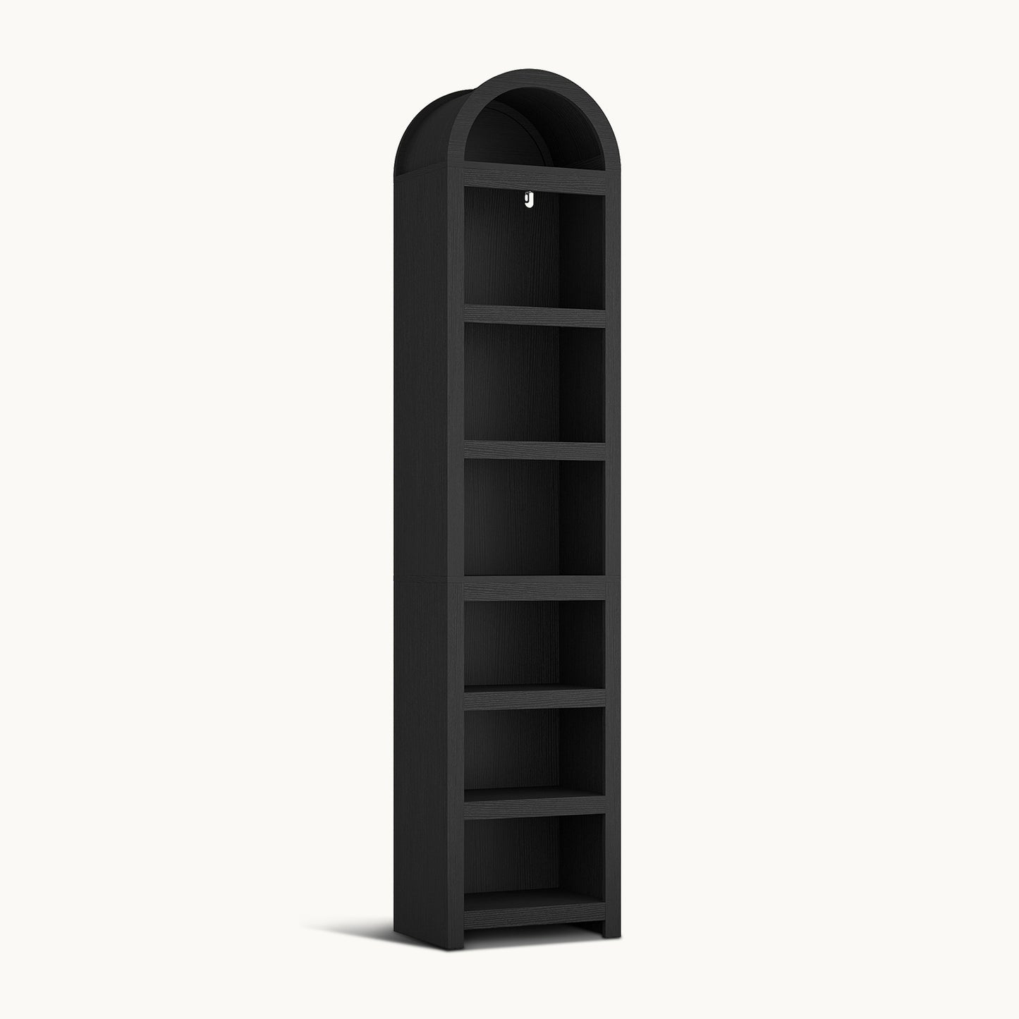 76 in Tall 7-Teir Narrow Arched Bookcase with Adjustable Shelves Black