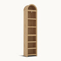 76 in Tall 7-Teir Narrow Arched Bookcase with Adjustable Shelves Oak