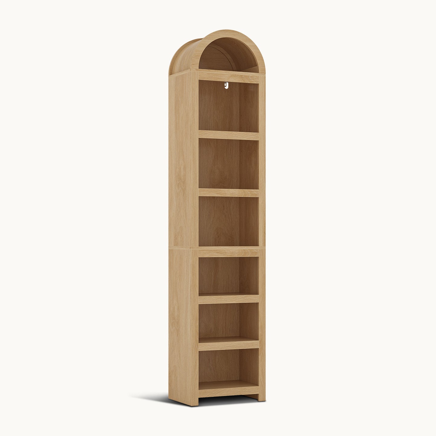 76 in Tall 7-Teir Narrow Arched Bookcase with Adjustable Shelves Oak