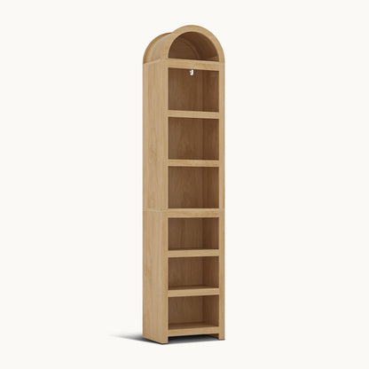 76 in Tall 7-Teir Narrow Arched Bookcase with Adjustable Shelves Oak