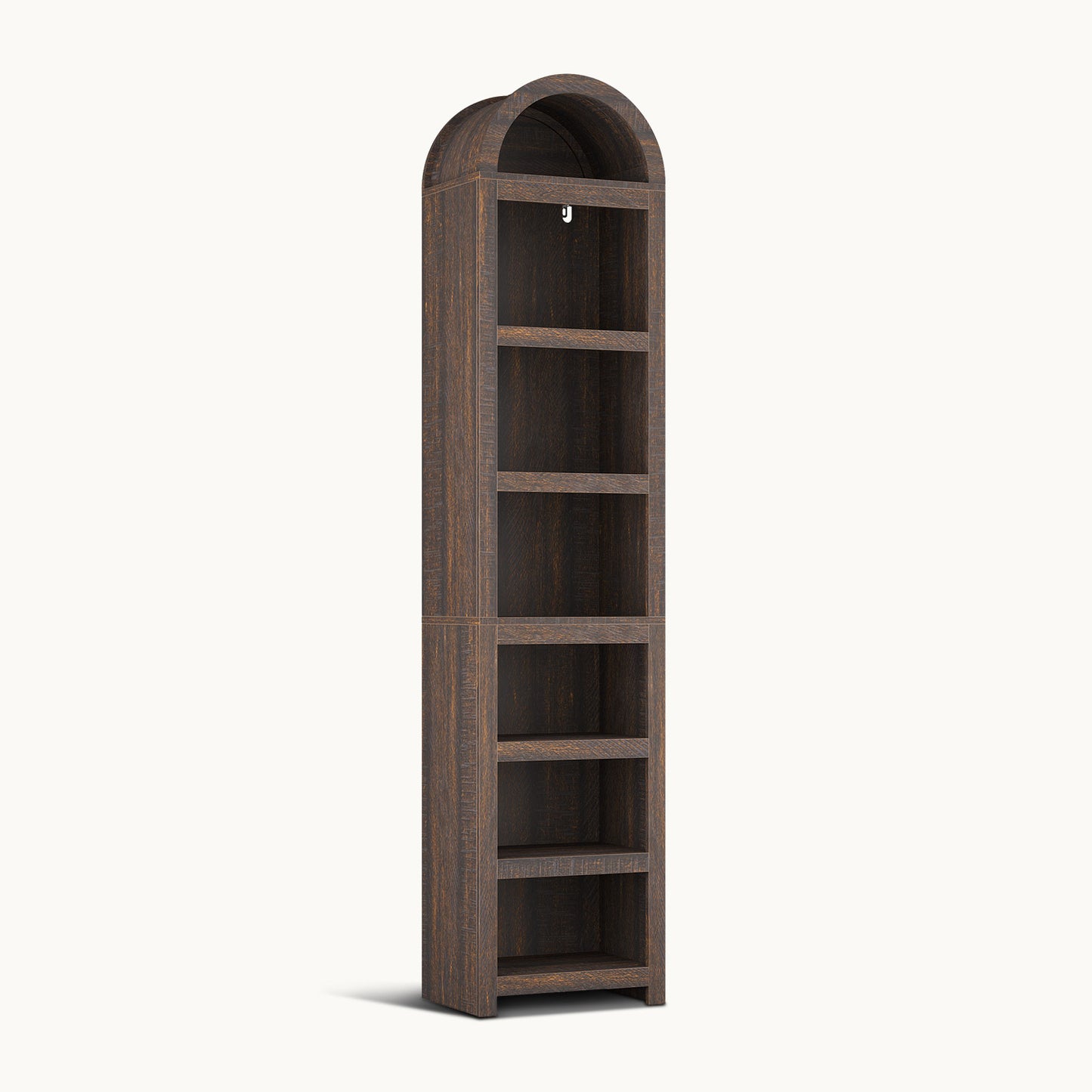 76 in Tall 7-Teir Narrow Arched Bookcase with Adjustable Shelves Walnut