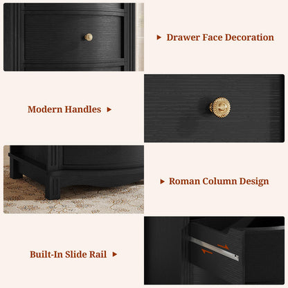 Tall 5-Drawer Dresser with Five Arc Fronts Black