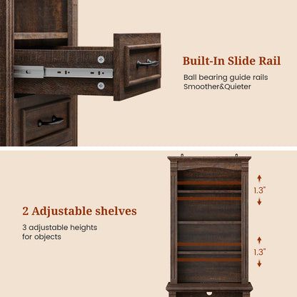 Uposoja 61" Tall Modern LED Nightstand with 3 Drawers Walnut