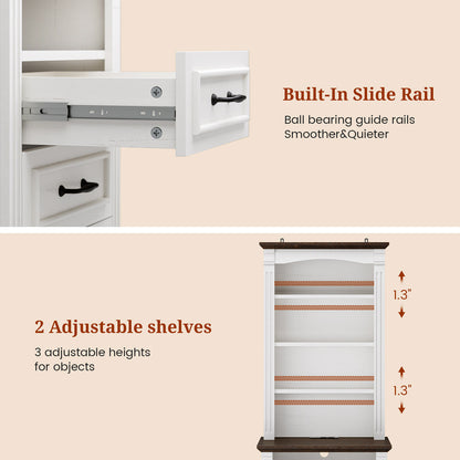 61" Tall Modern LED Nightstand with 3 Drawers White