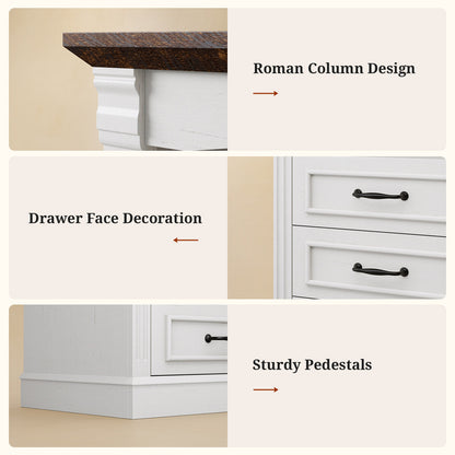 61" Tall Modern LED Nightstand with 3 Drawers White