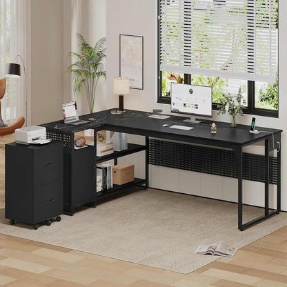71 in Reversible L Shaped Executive Desk Black