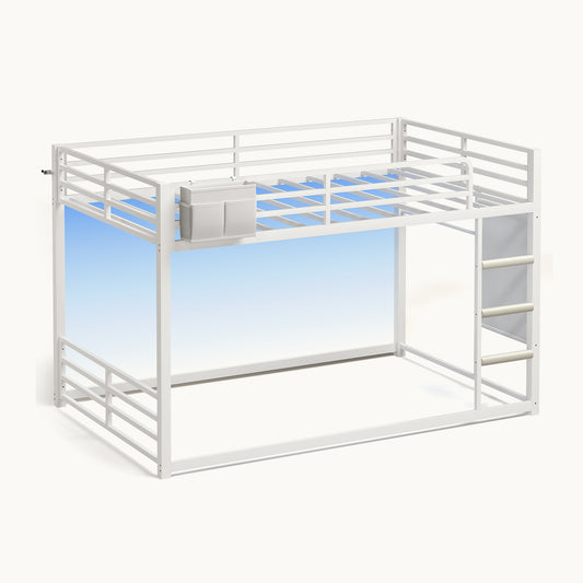 Bunk Bed Twin Over Twin Bed Frame with LED Lights White