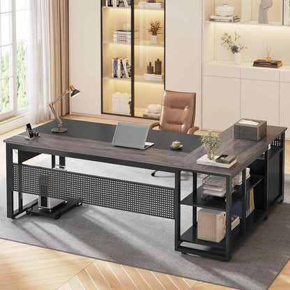 71 in Reversible L Shaped Executive Desk Grey