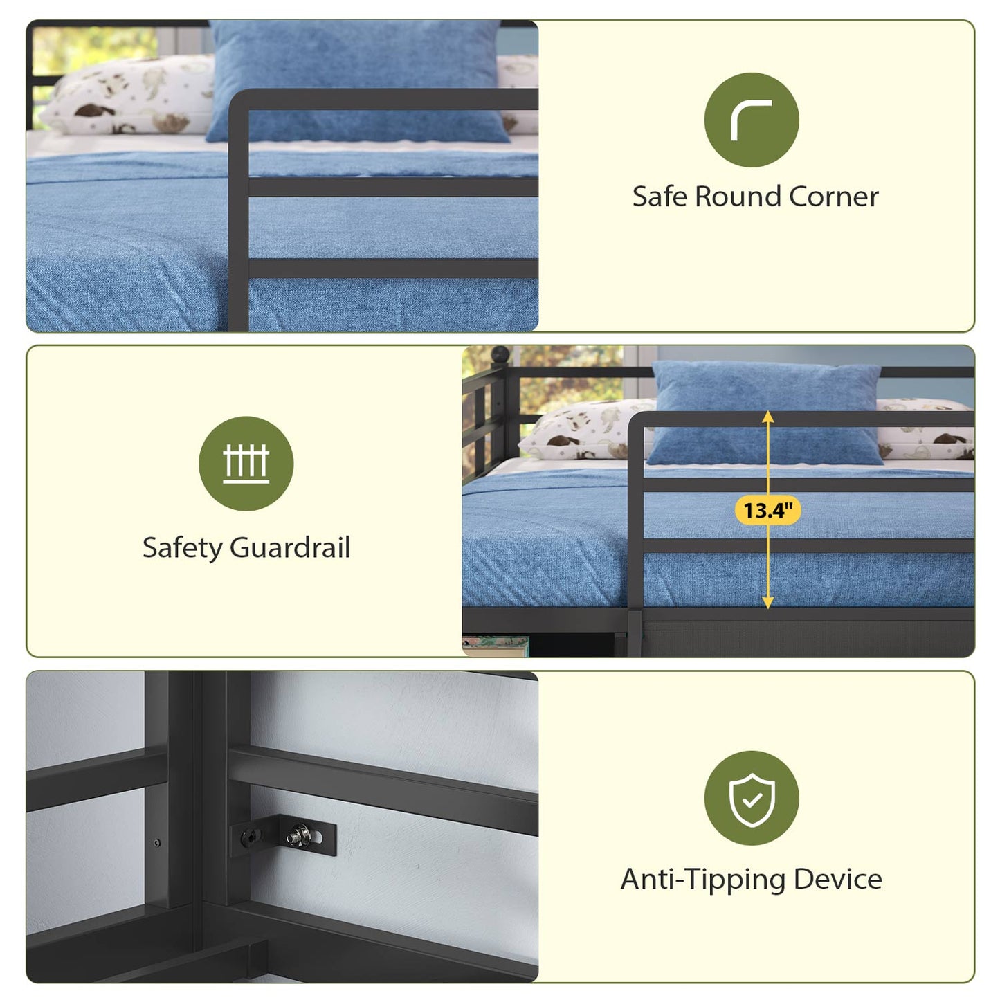 Kids Twin Loft Bed with Pull-Out Rolling Bookshelf & LED Light Black