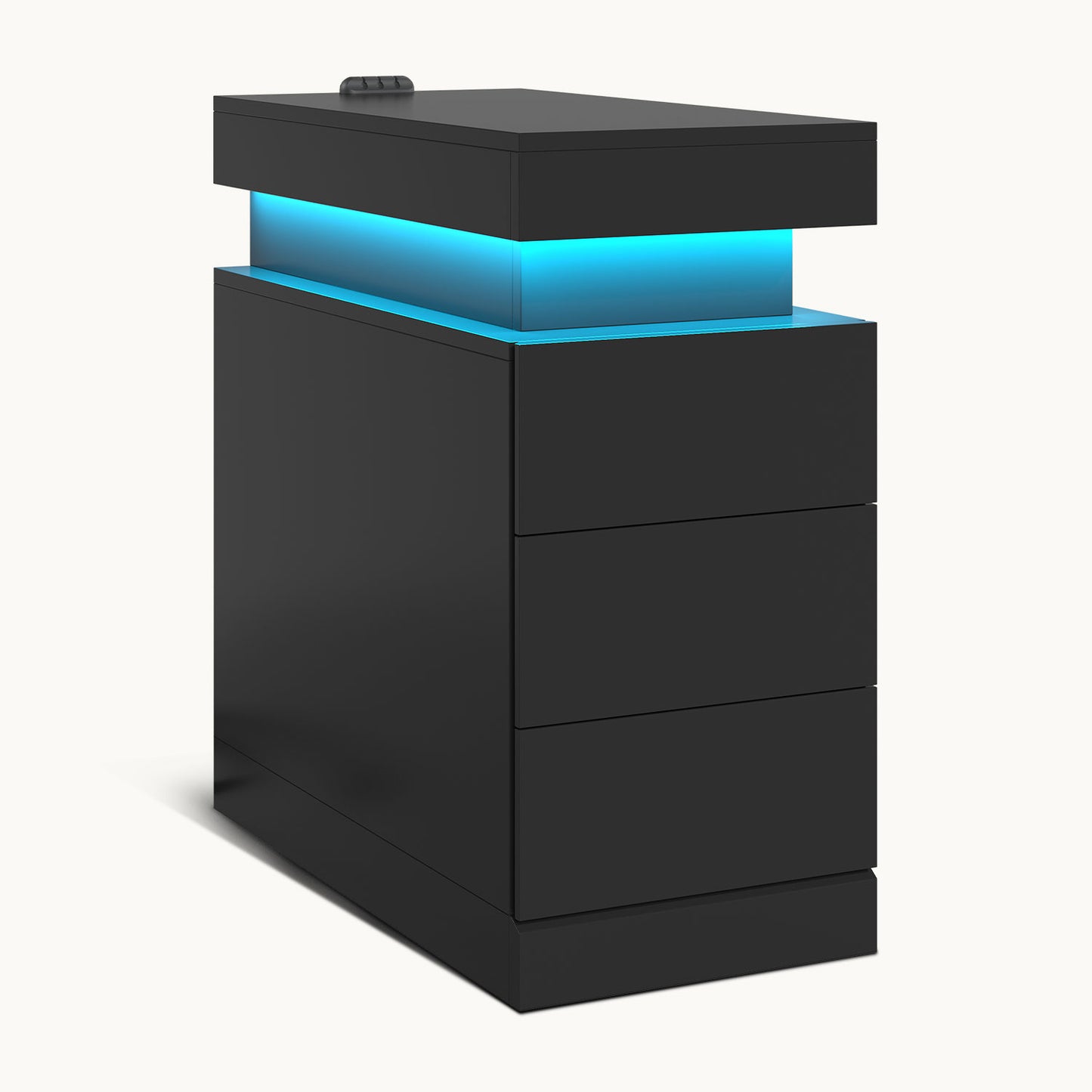Narrow Nightstand with Charging Station Black