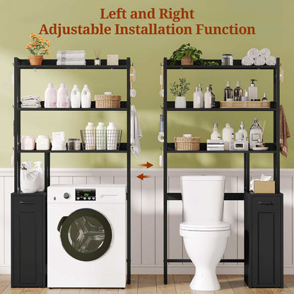 Over The Toilet Storage Cabinet with Pulley Drawer Black