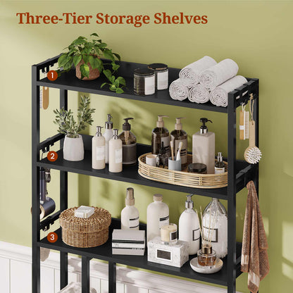 Over The Toilet Storage Cabinet with Pulley Drawer Black
