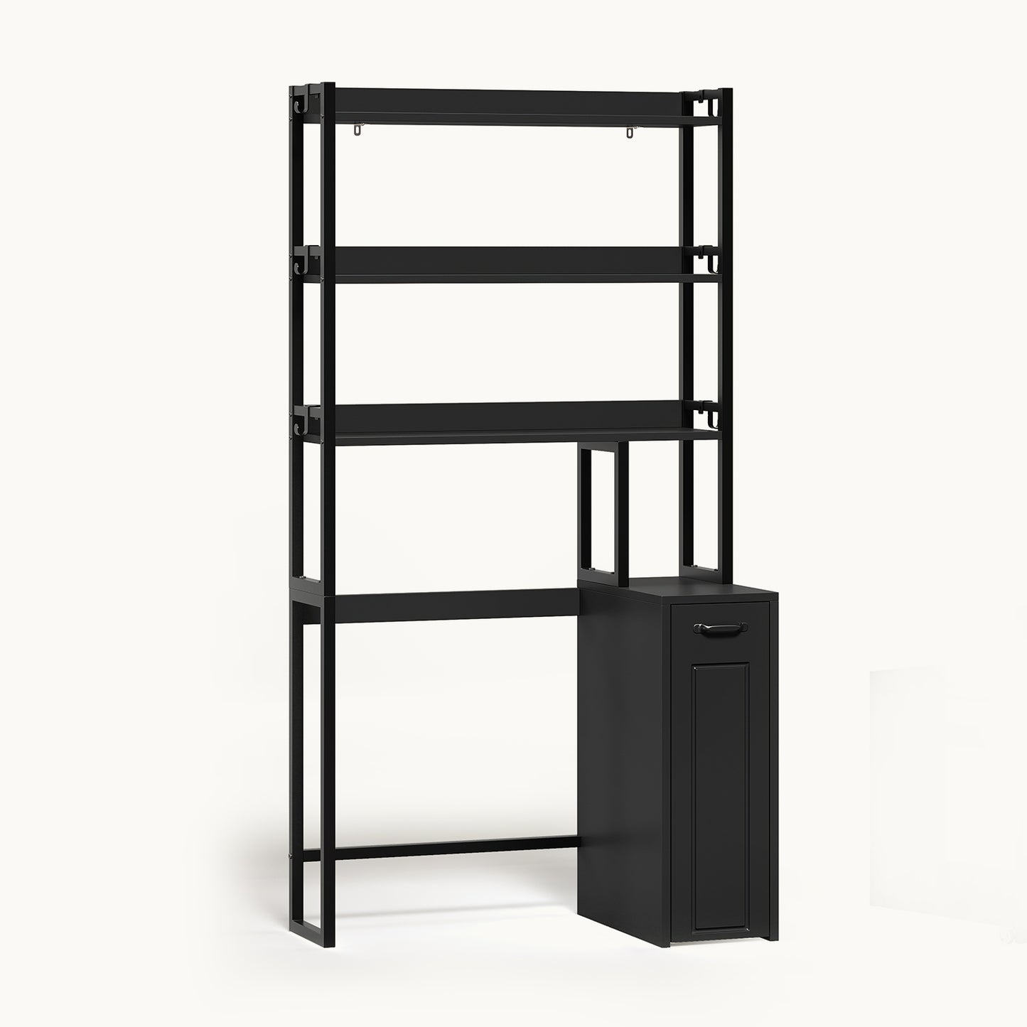 Over The Toilet Storage Cabinet with Pulley Drawer Black