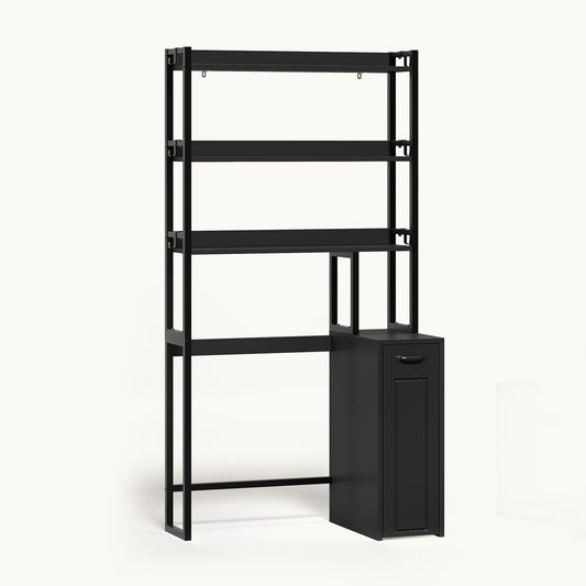 Over The Toilet Storage Cabinet with Pulley Drawer Black