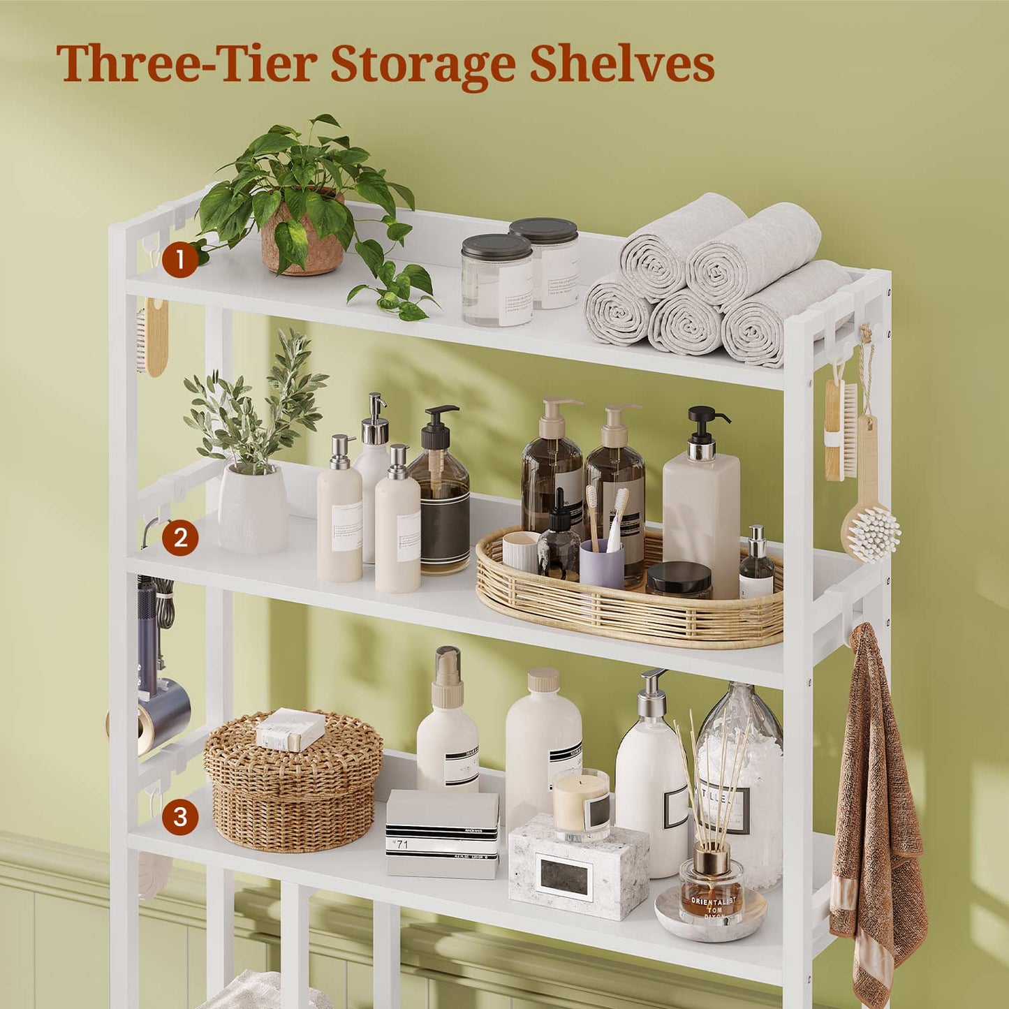 Over The Toilet Storage Cabinet with Pulley Drawer White