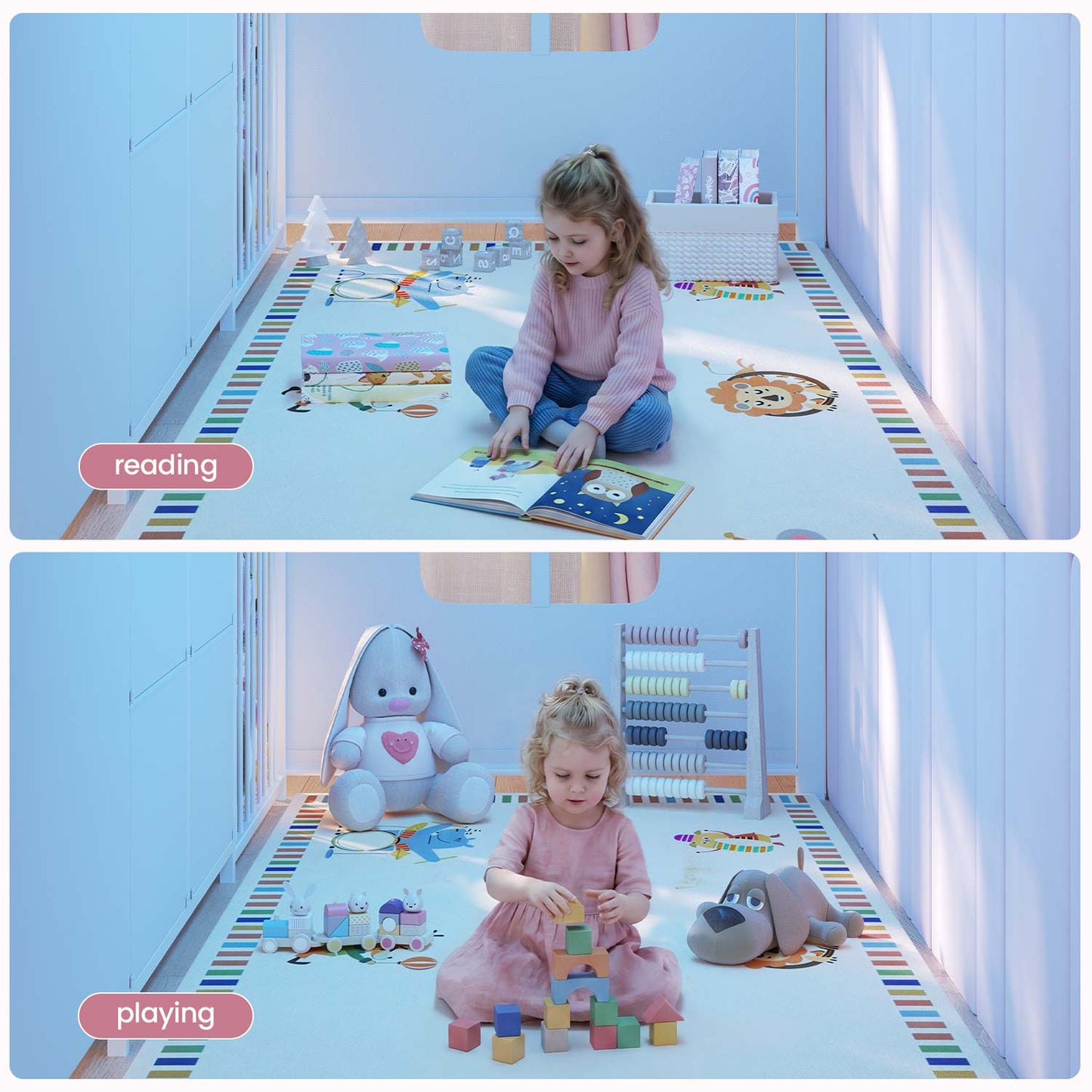 Twin Size Low Loft Bed with Desk and 6 Storage Drawers for Kids White