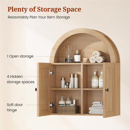 23.6 x 30.3" Arched Bathroom Wall Cabinet Oak