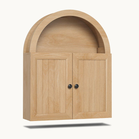 23.6 x 30.3" Arched Bathroom Wall Cabinet Oak