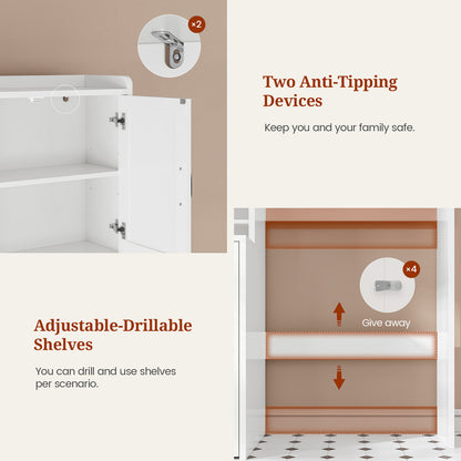 Over The Toilet Storage Cabinet with Pulley White