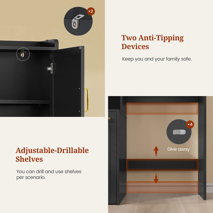 Over The Toilet Storage Cabinet with Pulley Black