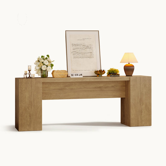 70.9 Inch Console Table with 2 Storage Cabinets Natural Oak