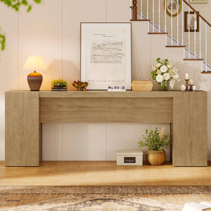 70.9 Inch Console Table with 2 Storage Cabinets Natural Oak