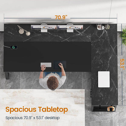 71 in Reversible L Shaped Executive Desk Black