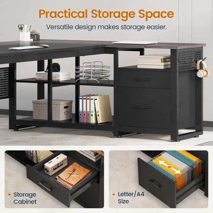 71 in Reversible L Shaped Executive Desk Grey